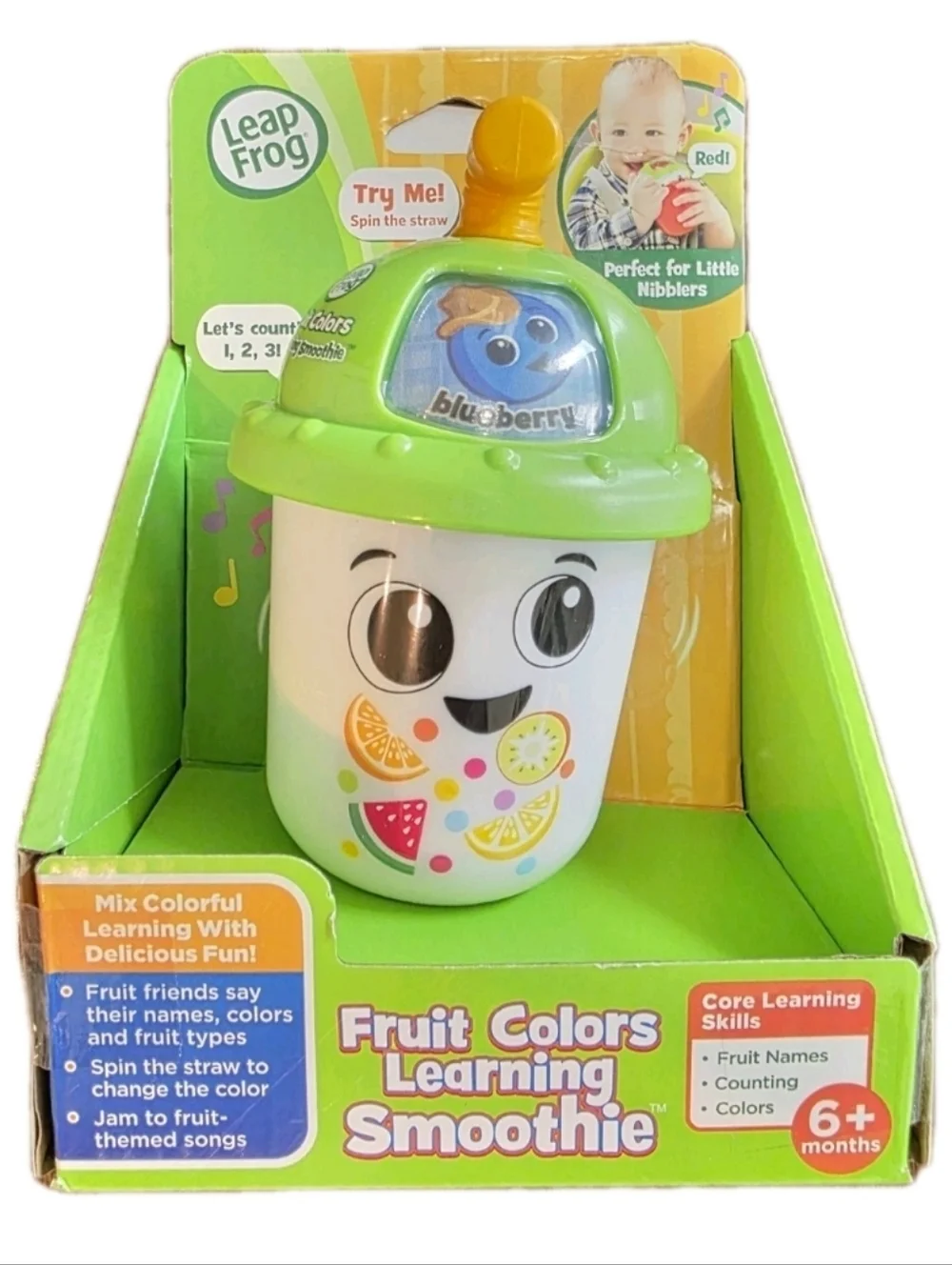 Leap Frog Fruit Colors Learning Smoothie Cup Teether Lights Up 6 Months NEW Song